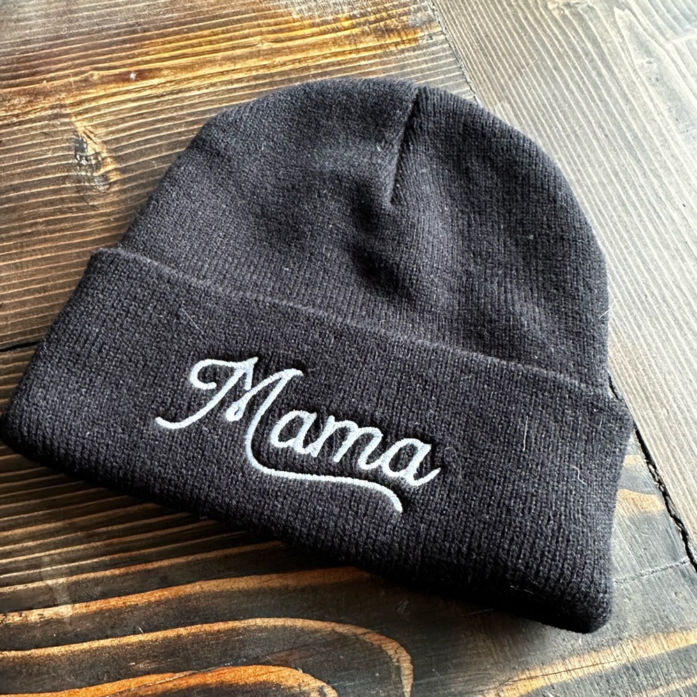 LMSS Little Mama Shirt Shop Embroidered Beanie in Black